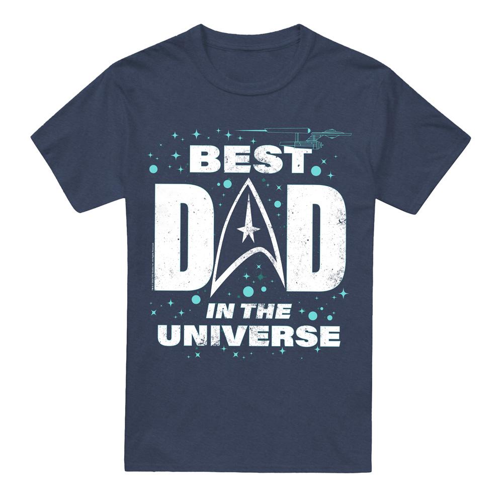 Navy - Front - Star Trek Unisex Adult Best Dad in the Universe Fathers Day T-Shirt