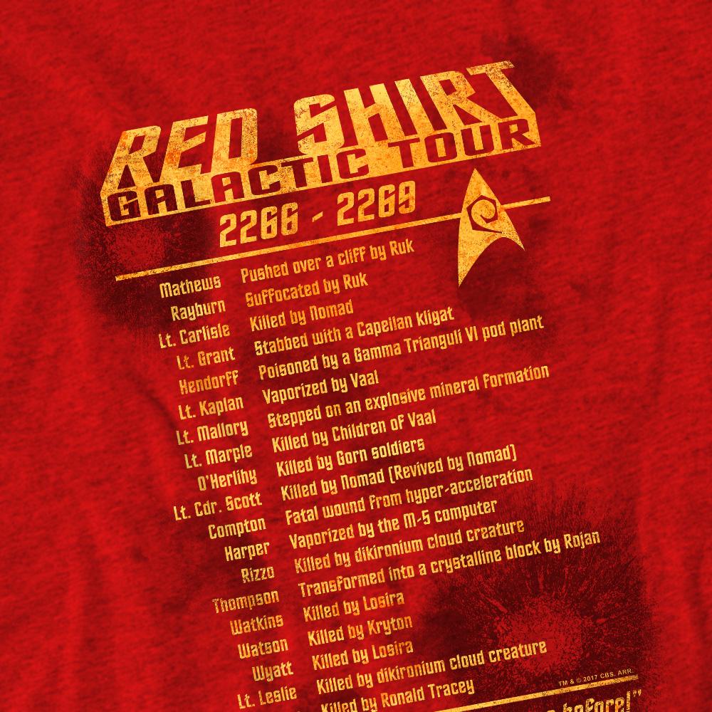 Red - Side - Star Trek Unisex Adult Red Shirt Tour T-Shirt