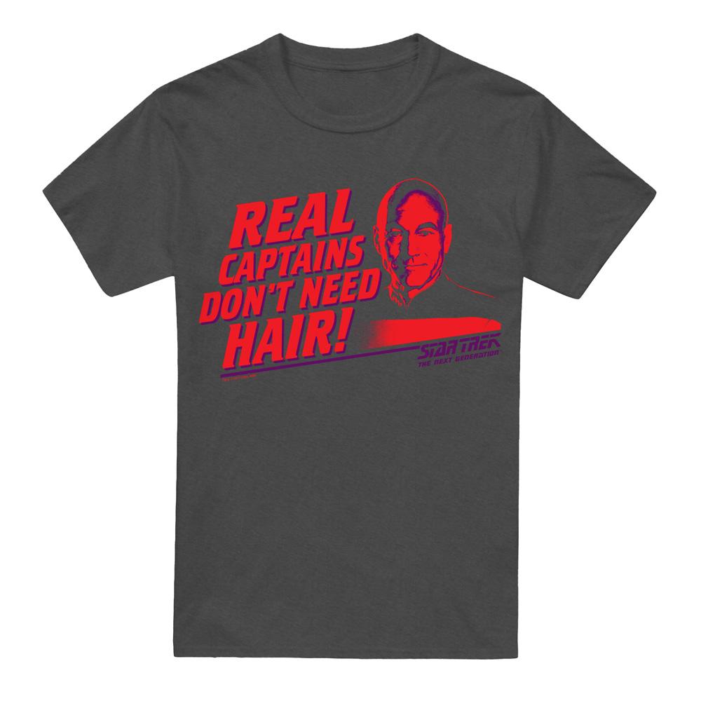 Charcoal - Front - Star Trek Unisex Adult Real Captain T-Shirt