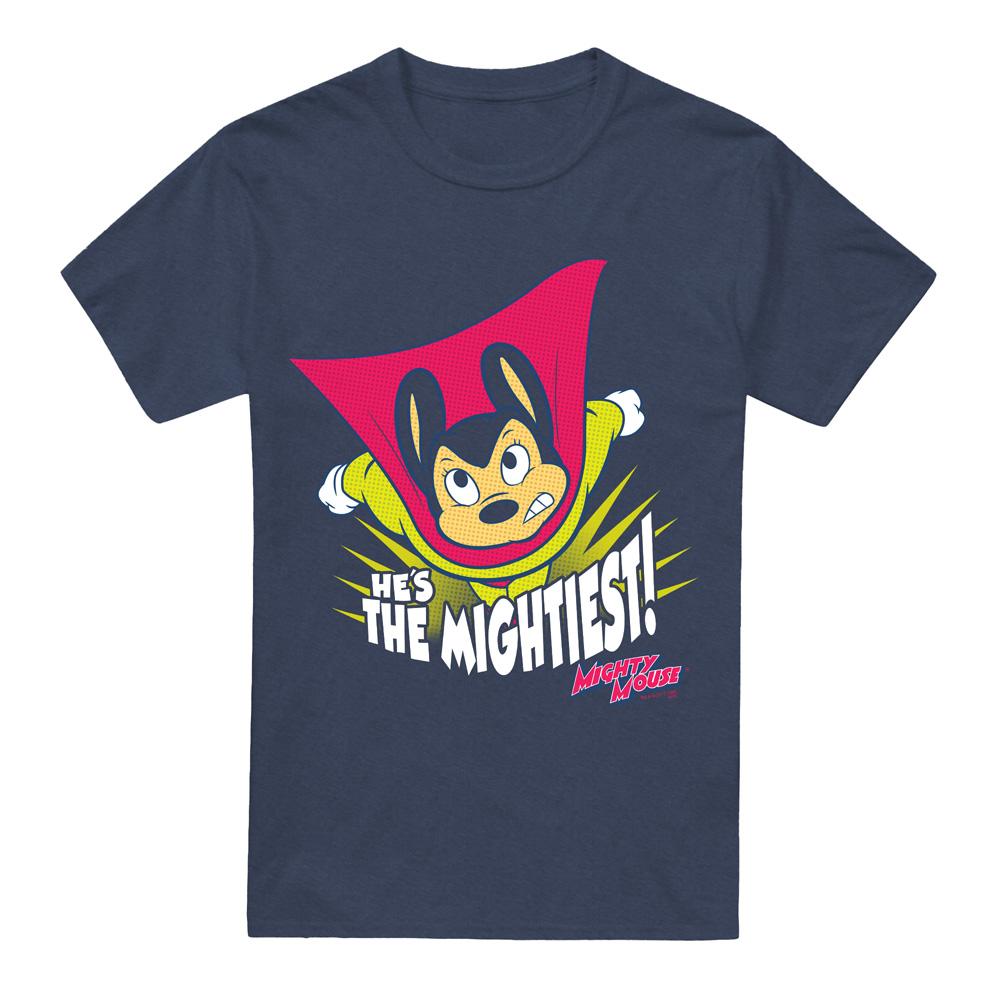 Navy - Front - Mighty Mouse Unisex Adult The Mightiest T-Shirt