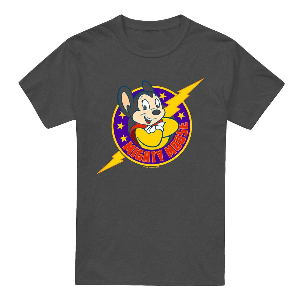 Charcoal - Front - Mighty Mouse Unisex Adult Mighty Hero T-Shirt