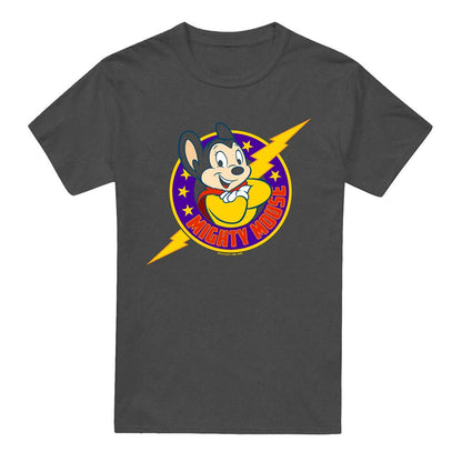 Charcoal - Front - Mighty Mouse Unisex Adult Mighty Hero T-Shirt
