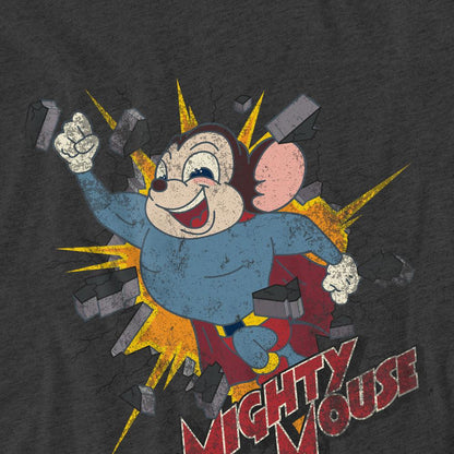 Charcoal - Pack Shot - Mighty Mouse Unisex Adult Break Through T-Shirt