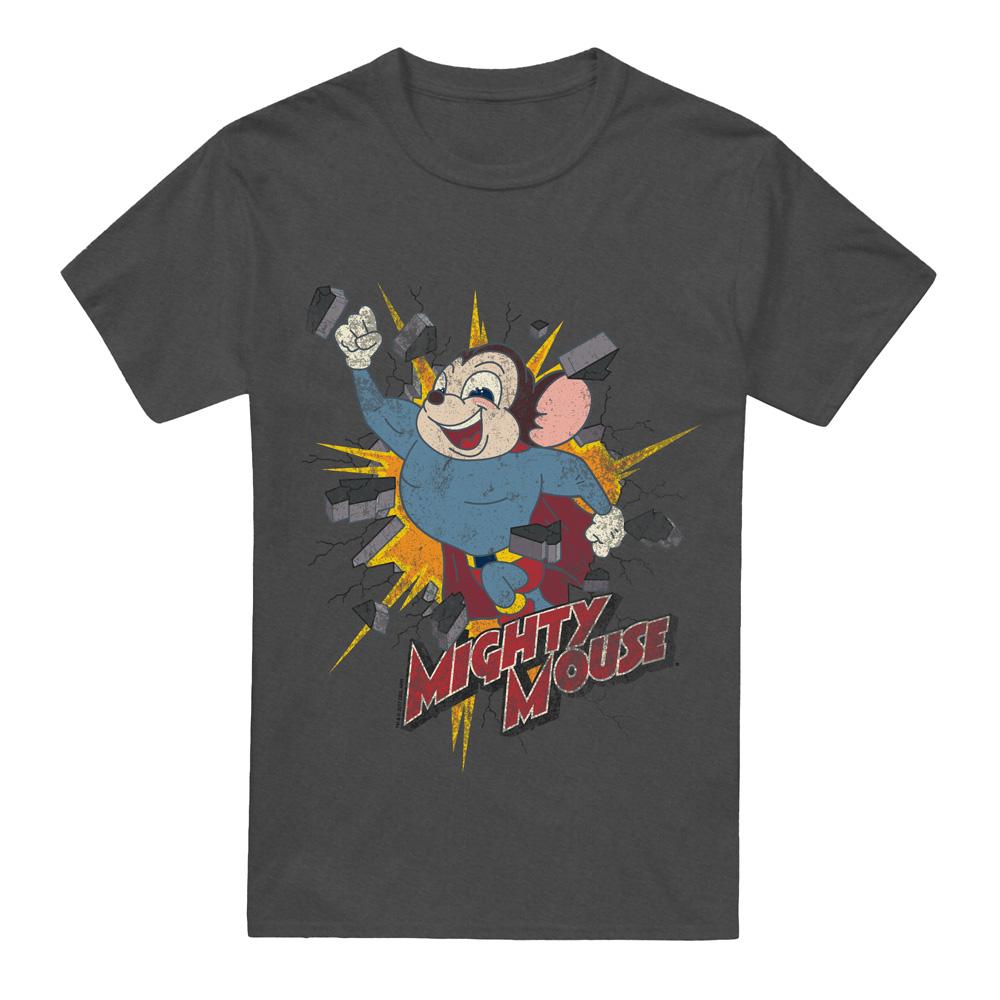 Charcoal - Front - Mighty Mouse Unisex Adult Break Through T-Shirt