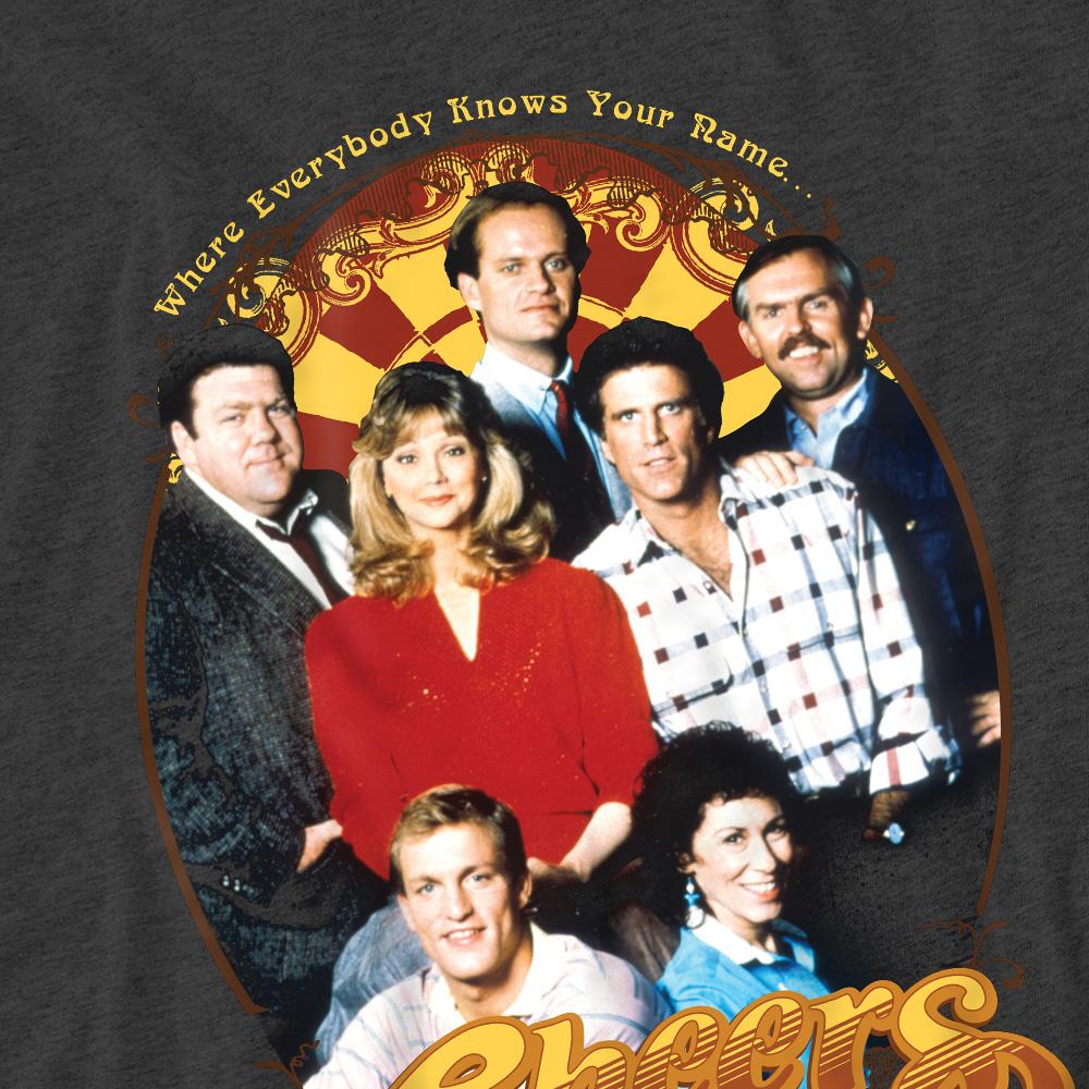 Charcoal - Side - Cheers Unisex Adult Group Shot T-Shirt