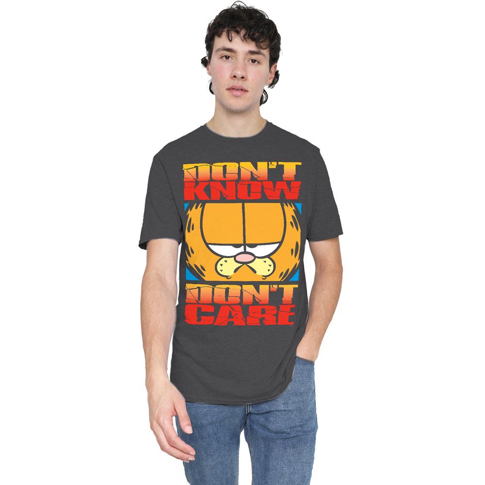 Charcoal - Pack Shot - Garfield Unisex Adult Don´t Know Don´t Care T-Shirt
