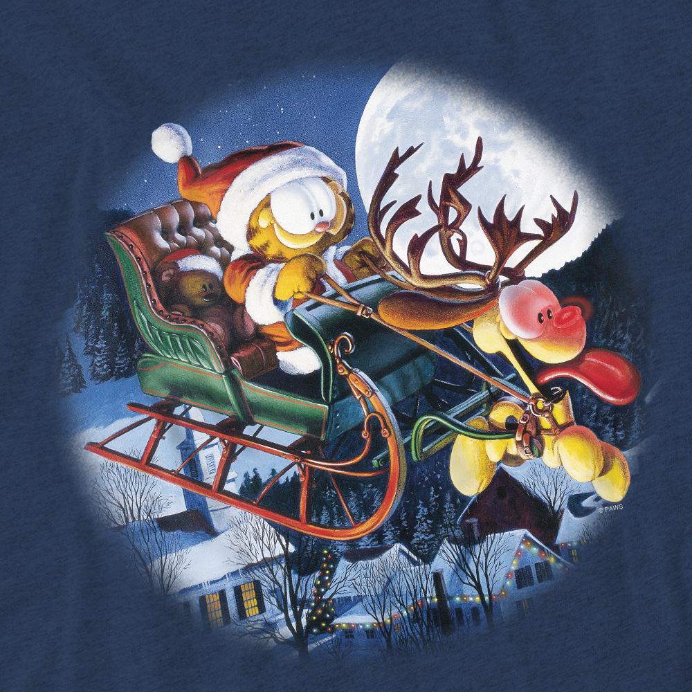 Navy - Pack Shot - Garfield Unisex Adult Moonlight Ride T-Shirt