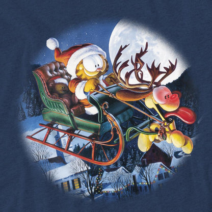 Navy - Pack Shot - Garfield Unisex Adult Moonlight Ride T-Shirt