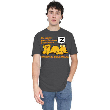 Charcoal - Lifestyle - Garfield Unisex Adult Stay Awake T-Shirt