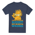 Navy - Front - Garfield Unisex Adult Never Wrong T-Shirt