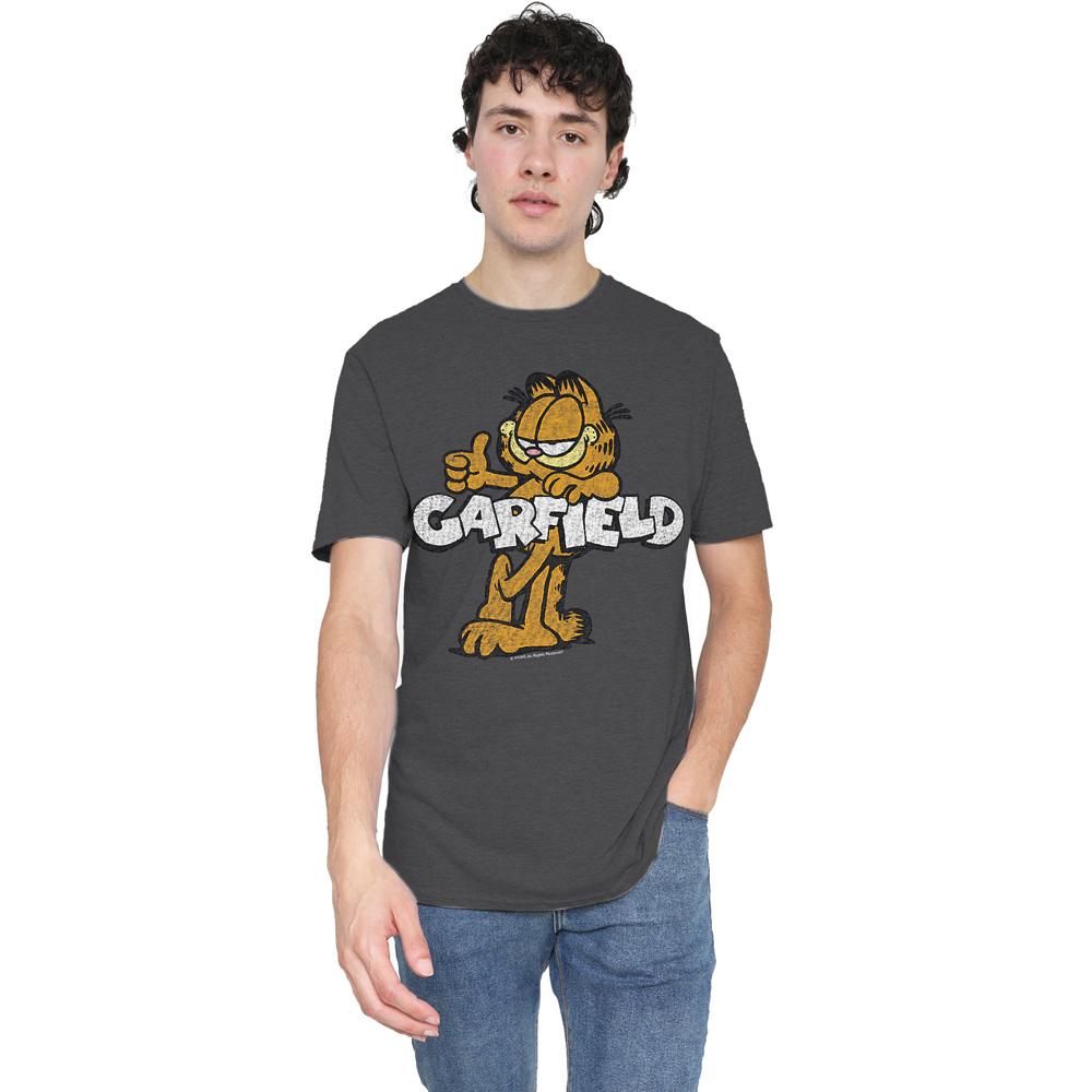 Charcoal - Side - Garfield Unisex Adult Garf Retro T-Shirt