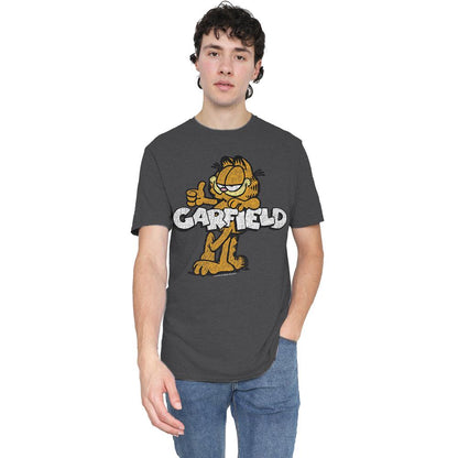 Charcoal - Side - Garfield Unisex Adult Garf Retro T-Shirt