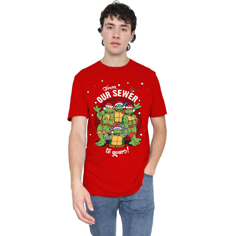 Red - Lifestyle - Teenage Mutant Ninja Turtles Unisex Adult Merry Christmas From Our Sewer T-Shirt