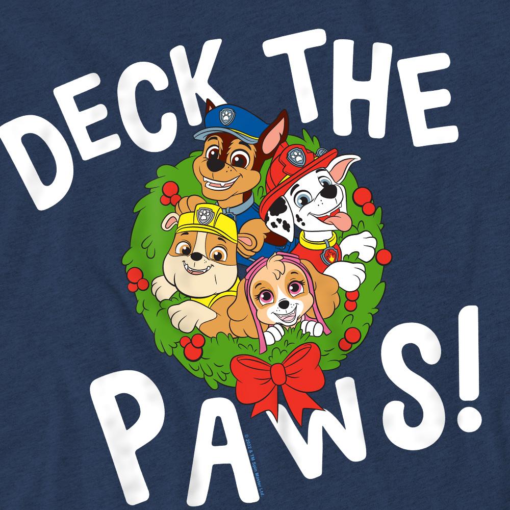 Navy - Pack Shot - Paw Patrol Unisex Adult Deck The Paws Christmas T-Shirt