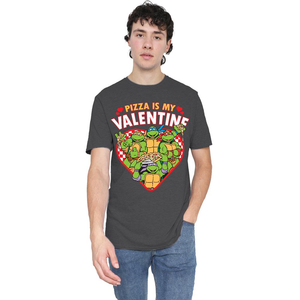 Charcoal - Lifestyle - Teenage Mutant Ninja Turtles Unisex Adult Pizza Is My Valentine T-Shirt