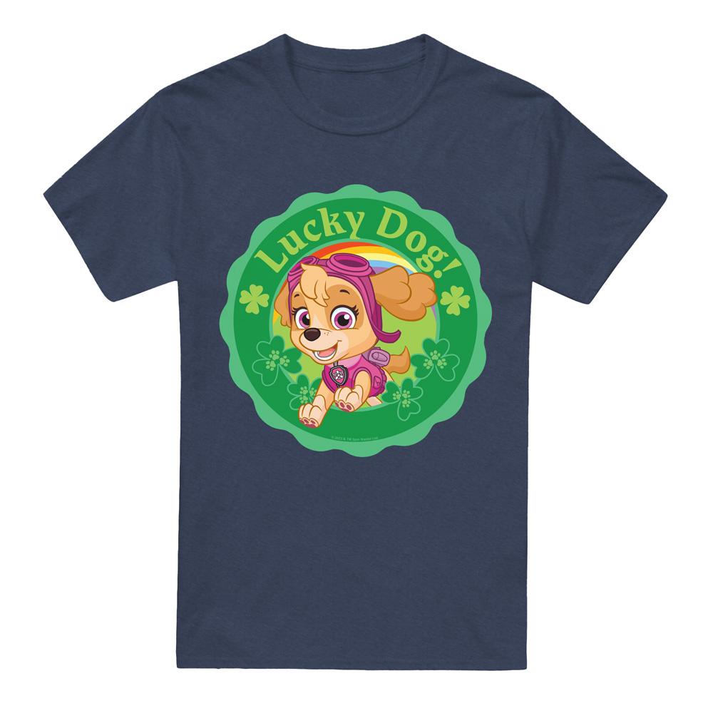 Navy - Front - Paw Patrol Unisex Adult Lucky Dog St Patricks Day T-Shirt