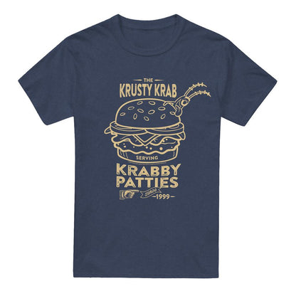 Navy - Front - SpongeBob SquarePants Unisex Adult The Krusty Krab Shock Mono T-Shirt