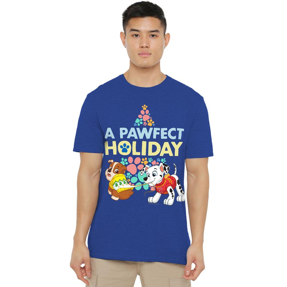Royal Blue - Lifestyle - Paw Patrol Unisex Adult A Pawfect Holiday Rubble & Marshall Christmas T-Shirt