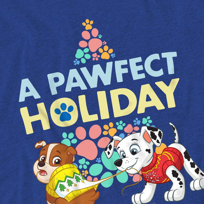 Royal Blue - Pack Shot - Paw Patrol Unisex Adult A Pawfect Holiday Rubble & Marshall Christmas T-Shirt