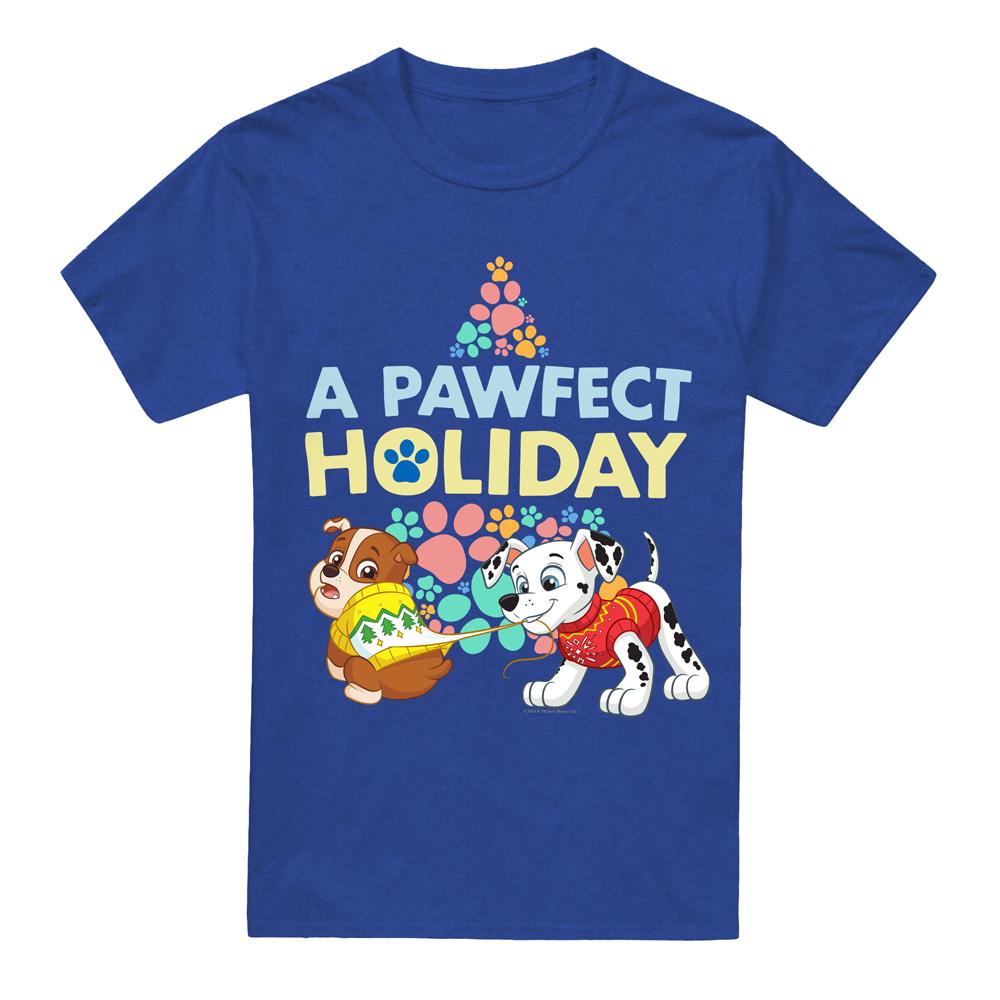 Royal Blue - Front - Paw Patrol Unisex Adult A Pawfect Holiday Rubble & Marshall Christmas T-Shirt