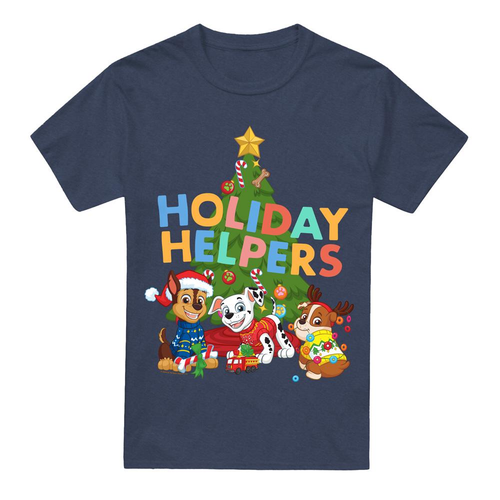 Navy - Front - Paw Patrol Unisex Adult Holiday Helpers Christmas T-Shirt