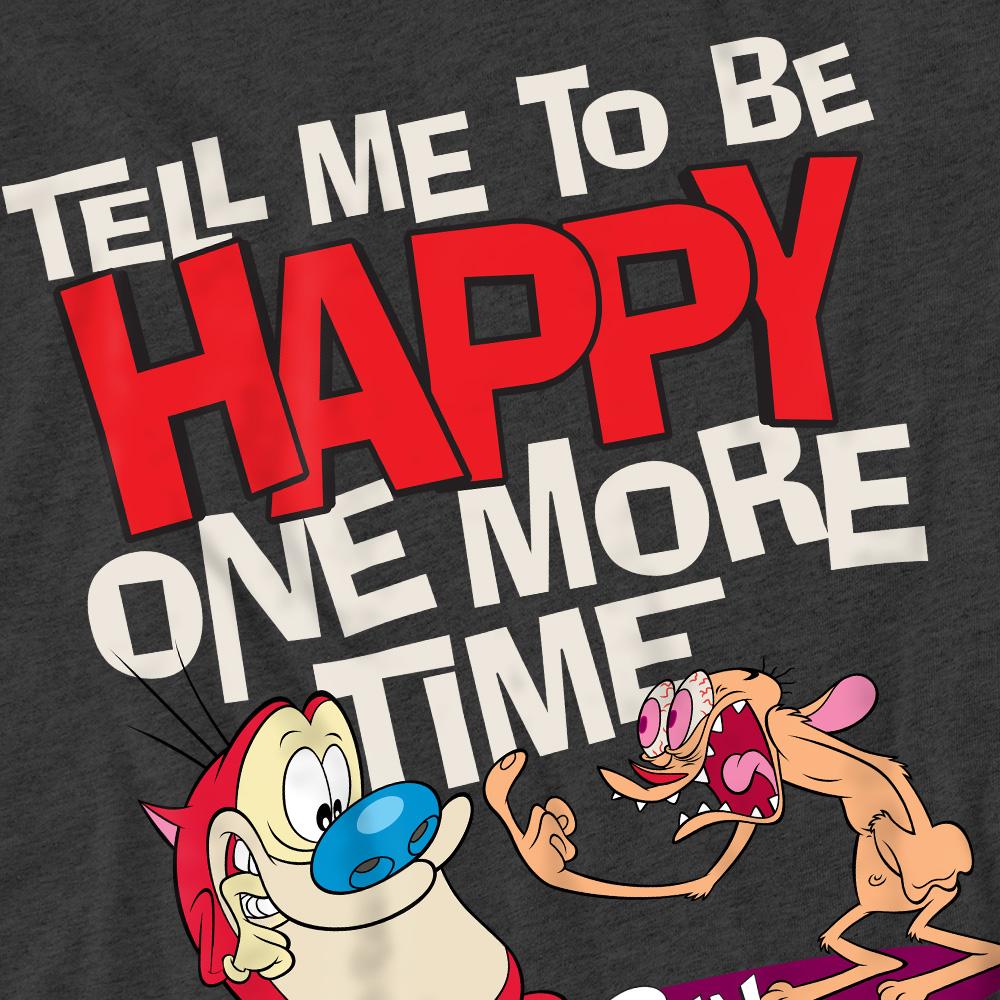Charcoal - Pack Shot - Ren & Stimpy Unisex Adult Tell Me To Be Happy T-Shirt