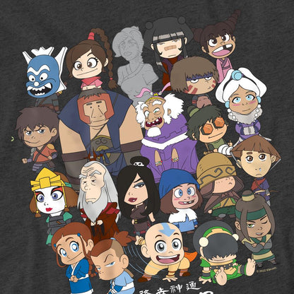 Charcoal - Pack Shot - Avatar: The Last Airbender Unisex Adult Chibi Group T-Shirt