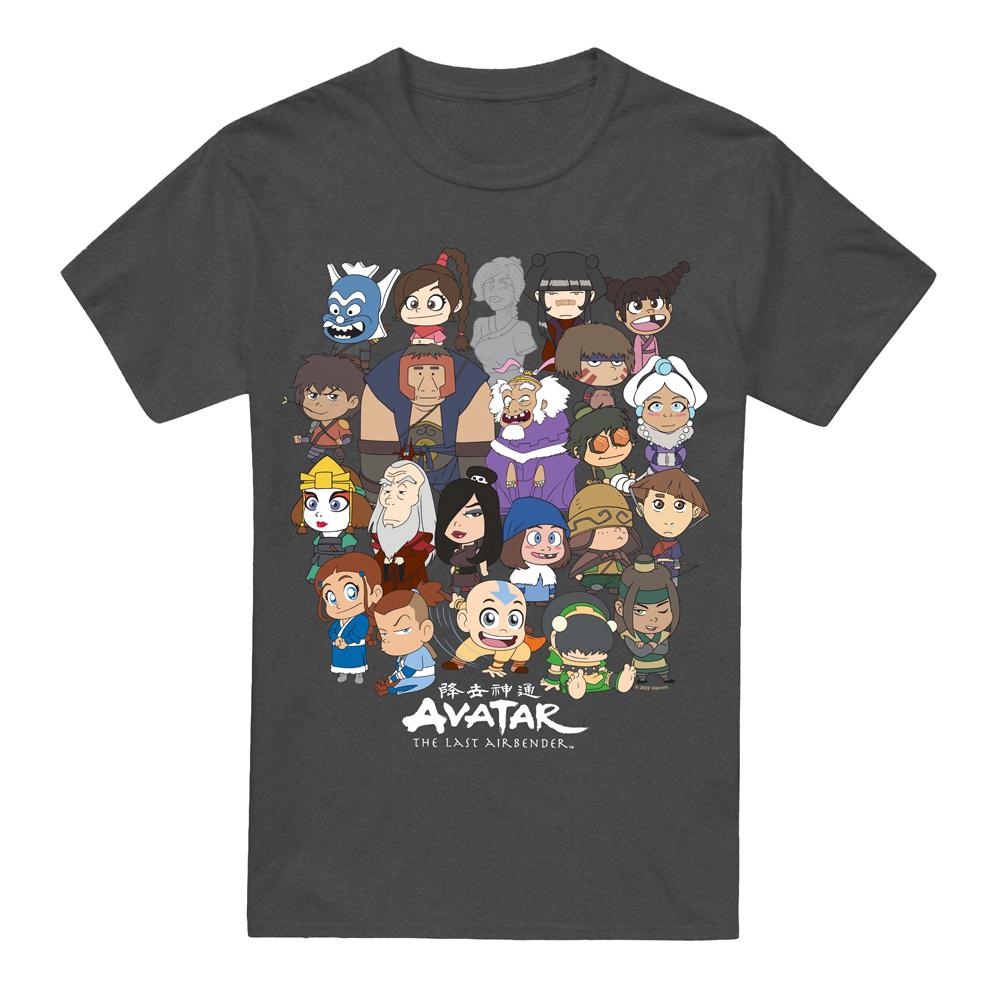 Charcoal - Front - Avatar: The Last Airbender Unisex Adult Chibi Group T-Shirt