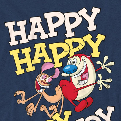 Navy - Pack Shot - Ren & Stimpy Unisex Adult Happy Happy Joy Joy T-Shirt