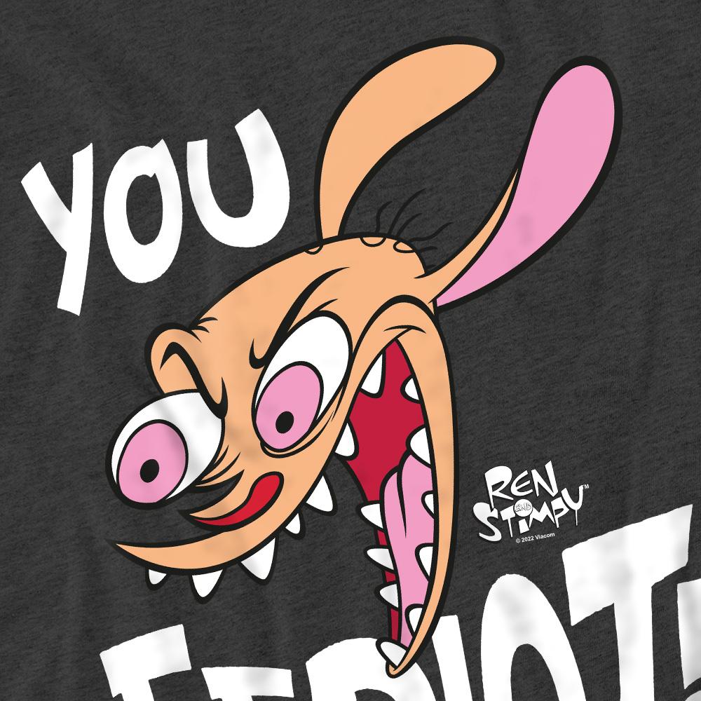 Charcoal - Pack Shot - Ren & Stimpy Unisex Adult You Eediot! T-Shirt