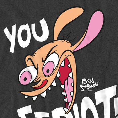 Charcoal - Pack Shot - Ren & Stimpy Unisex Adult You Eediot! T-Shirt