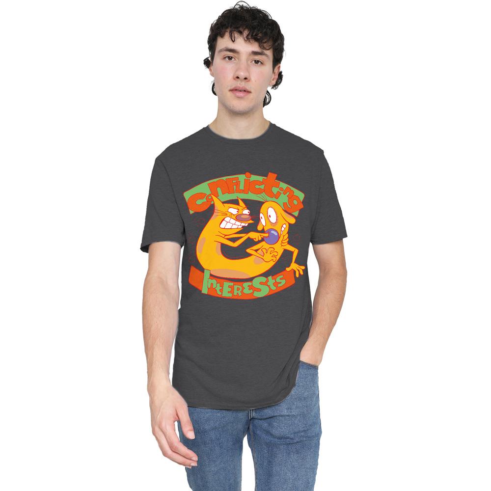 Charcoal - Lifestyle - CatDog Unisex Adult Conflicting Interests T-Shirt