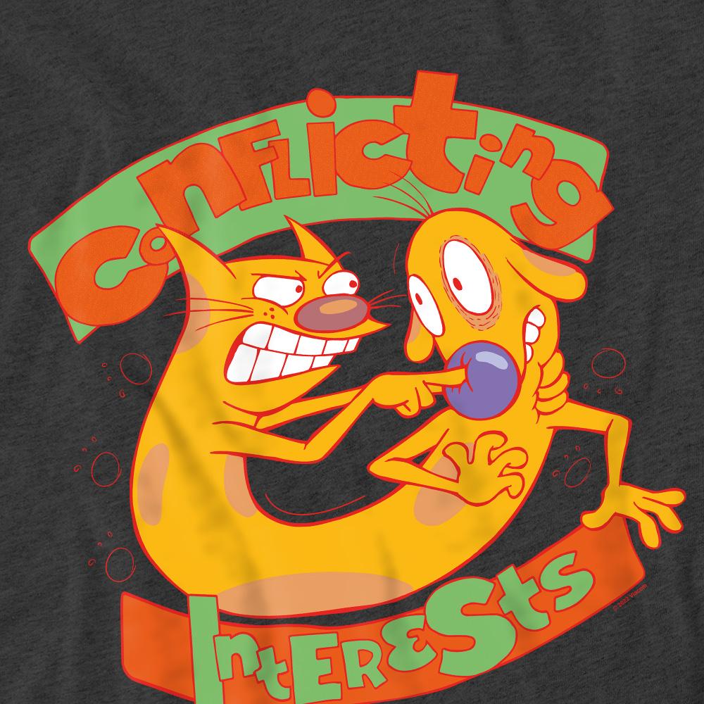 Charcoal - Pack Shot - CatDog Unisex Adult Conflicting Interests T-Shirt