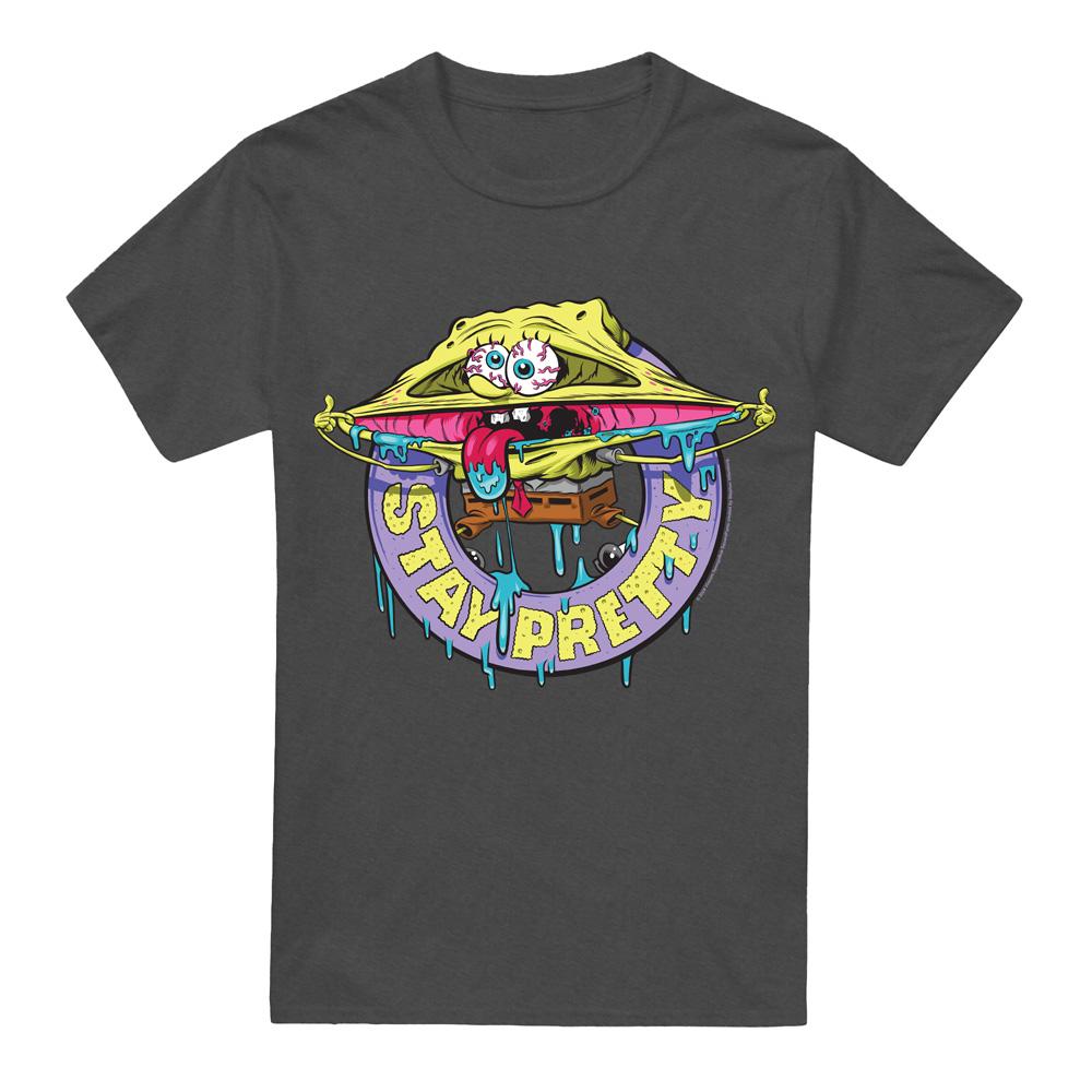 Charcoal - Front - SpongeBob SquarePants Unisex Adult Stay Pretty T-Shirt