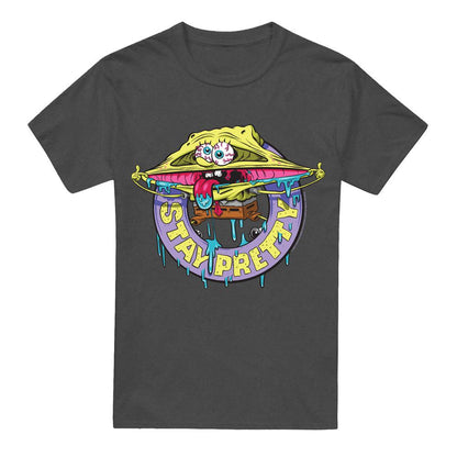 Charcoal - Front - SpongeBob SquarePants Unisex Adult Stay Pretty T-Shirt