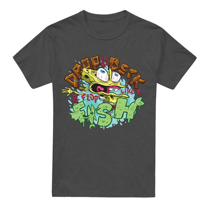 Charcoal - Front - SpongeBob SquarePants Unisex Adult Drop And Flop T-Shirt