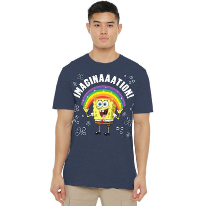 Navy - Side - SpongeBob SquarePants Unisex Adult Imagination T-Shirt