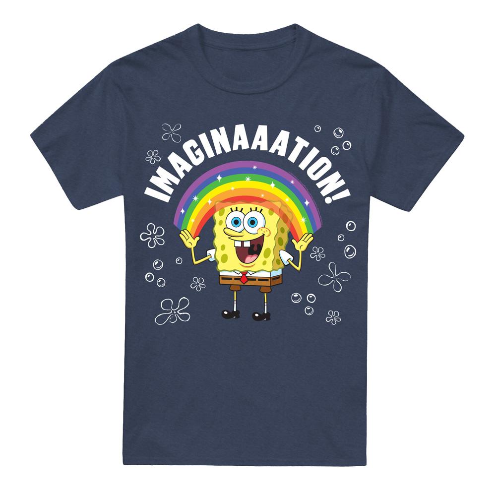 Navy - Front - SpongeBob SquarePants Unisex Adult Imagination T-Shirt