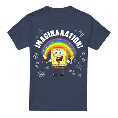 Navy - Front - SpongeBob SquarePants Unisex Adult Imagination T-Shirt