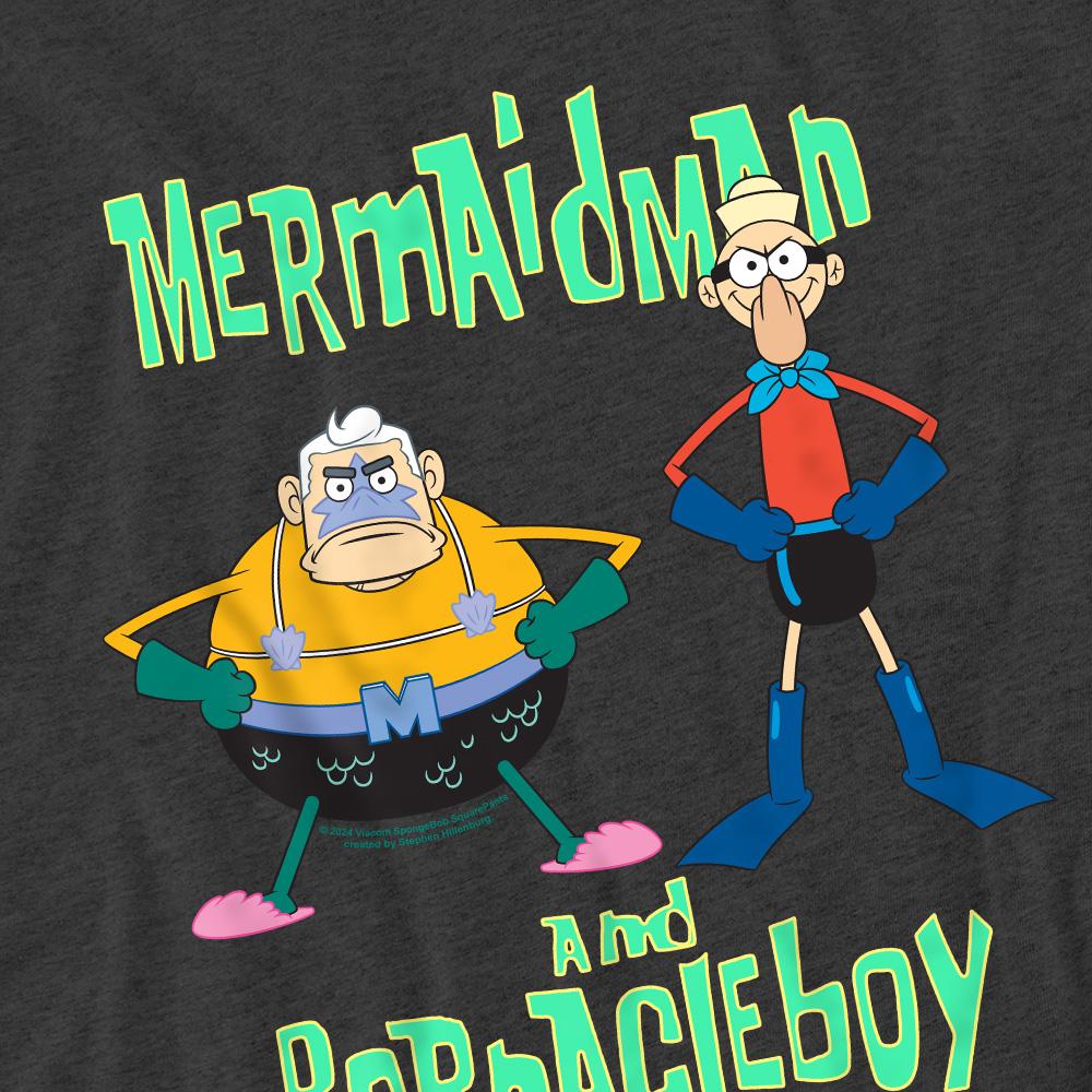 Charcoal - Pack Shot - SpongeBob SquarePants Unisex Adult Mermaid Man & Barnacle Boy T-Shirt