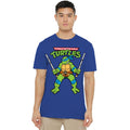 Royal Blue - Side - Teenage Mutant Ninja Turtles Unisex Adult Leonardo Retro T-Shirt