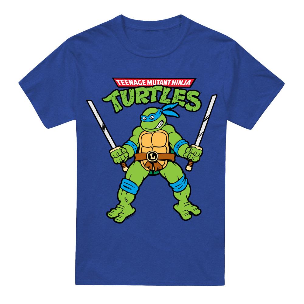 Royal Blue - Front - Teenage Mutant Ninja Turtles Unisex Adult Leonardo Retro T-Shirt