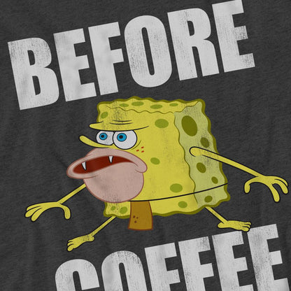 Charcoal - Pack Shot - SpongeBob SquarePants Unisex Adult Before Coffee Meme T-Shirt