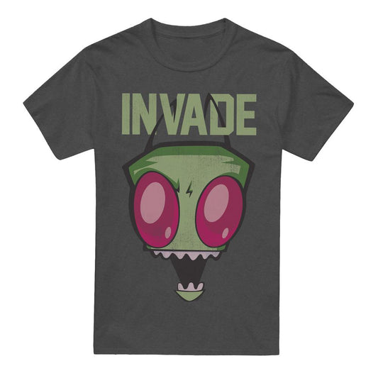 Charcoal - Front - Invader Zim Unisex Adult Invade T-Shirt