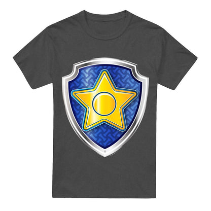 Charcoal - Front - Paw Patrol Unisex Adult Chase Badge T-Shirt
