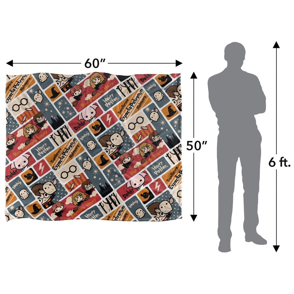 Multicoloured - Pack Shot - Harry Potter Chibi Characters Blanket