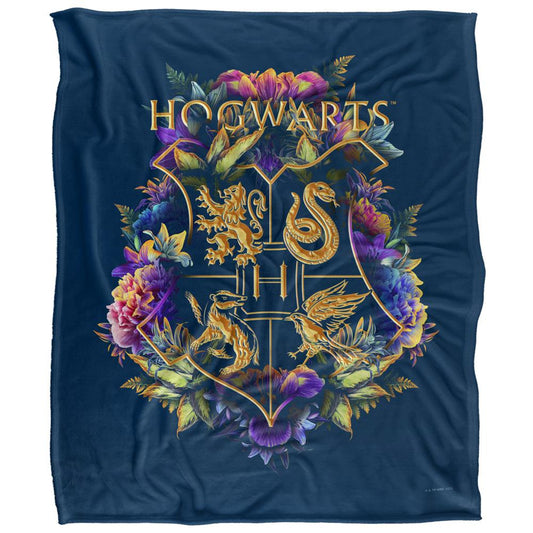 Multicoloured - Front - Harry Potter Hogwarts Floral Blanket