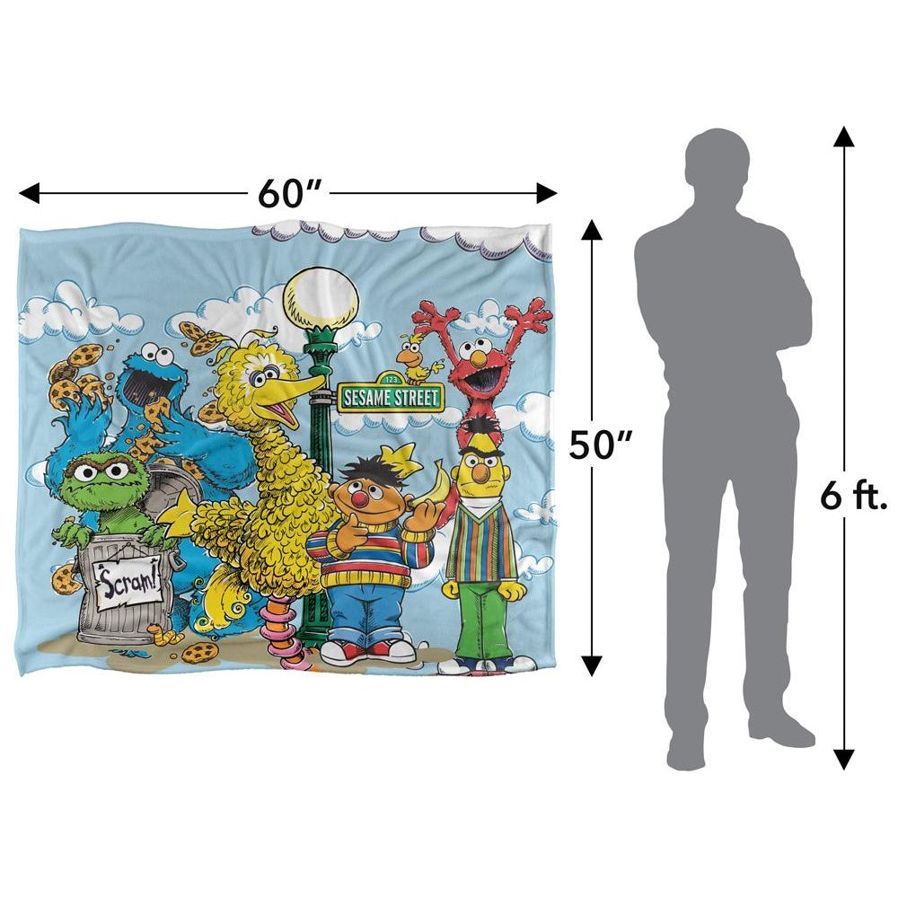Multicoloured - Pack Shot - Sesame Street Retro Blanket