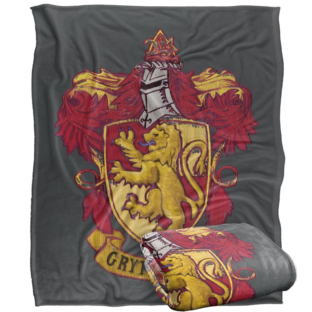 Multicoloured - Side - Harry Potter Gryffindor Stitched Crest Blanket