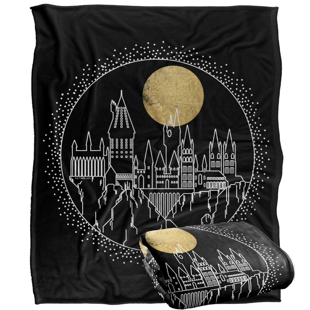 Multicoloured - Side - Harry Potter Hogwarts Outline Blanket